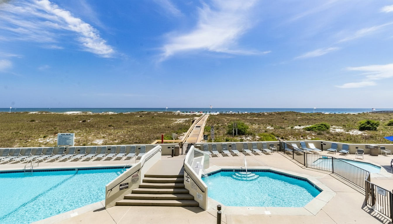 Discover the fun water features at the Phoenix VI outdoor pool! The unique bridge and fountain area provides a refreshing splash zone and a picturesque spot for families to enjoy.