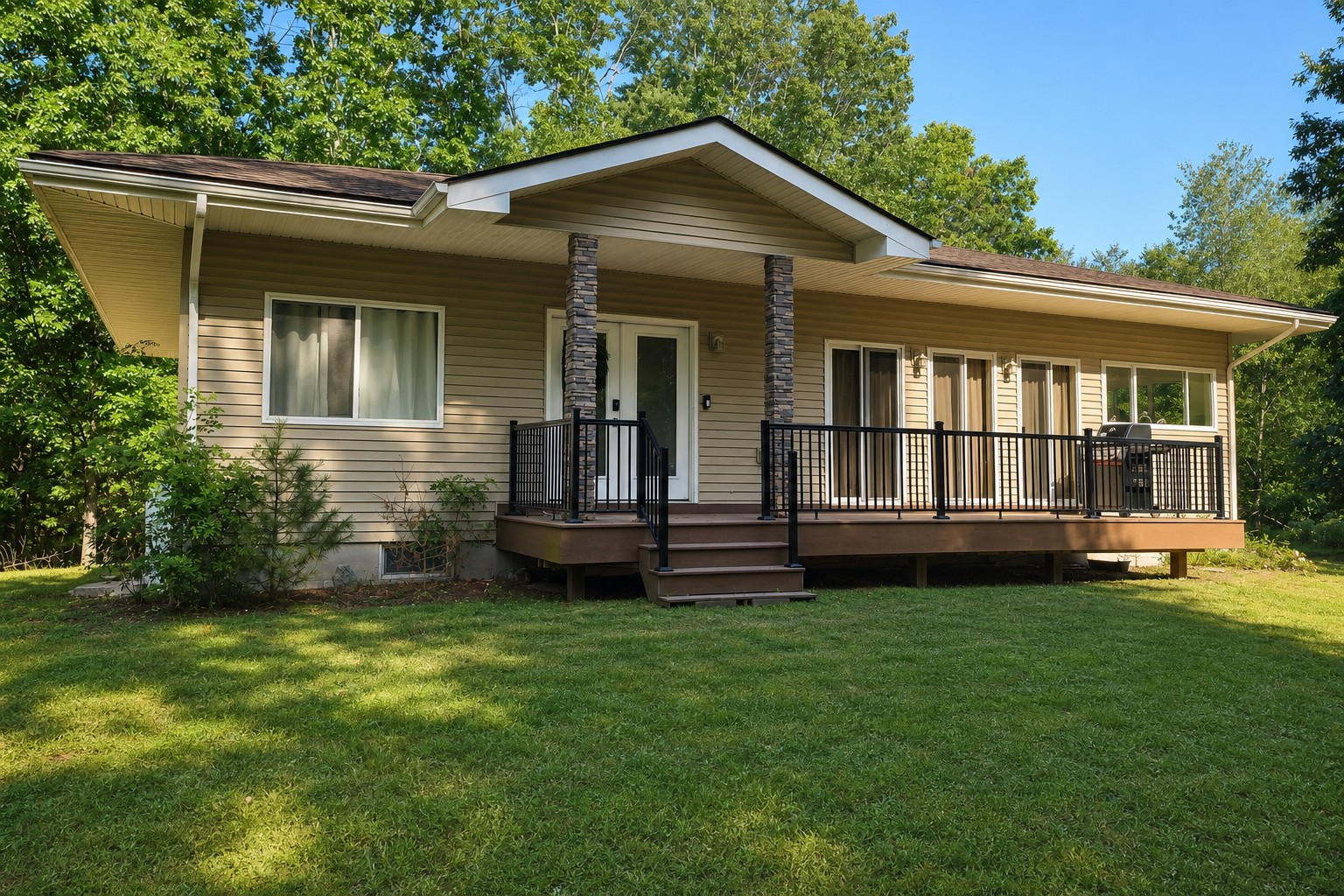 Front deck and covered entry from the lawn