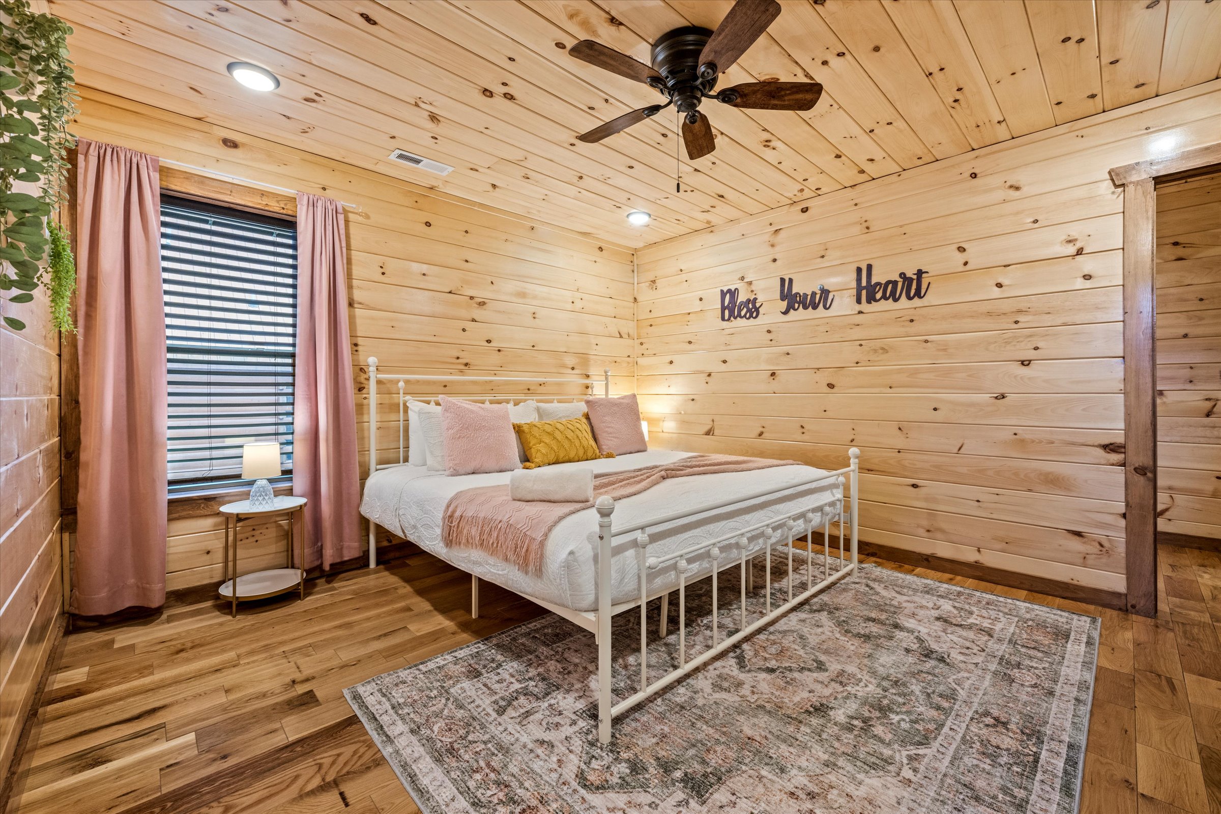 The "Bless Your Heart" king bedroom (upstairs) has a private bathroom