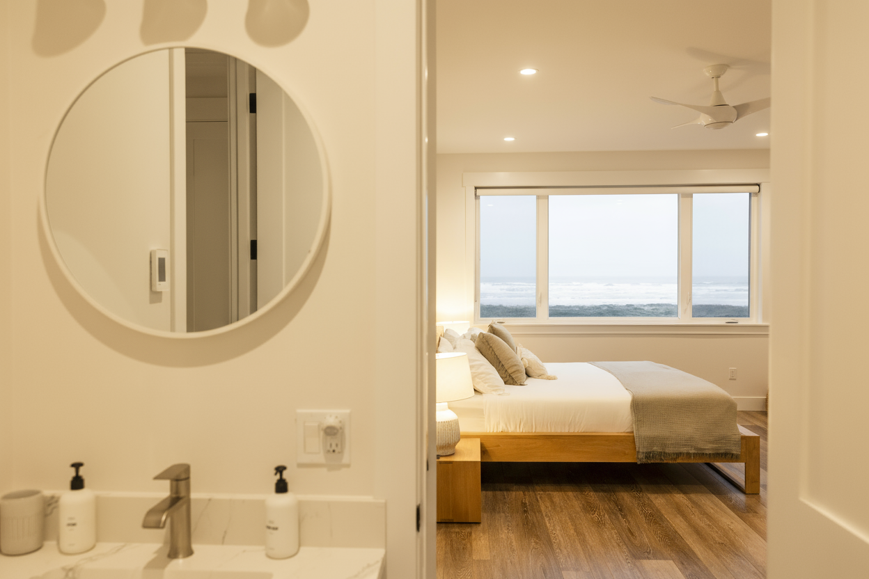 {Upstairs Ensuite Bath} Ensuite bath with heated floors and shower.