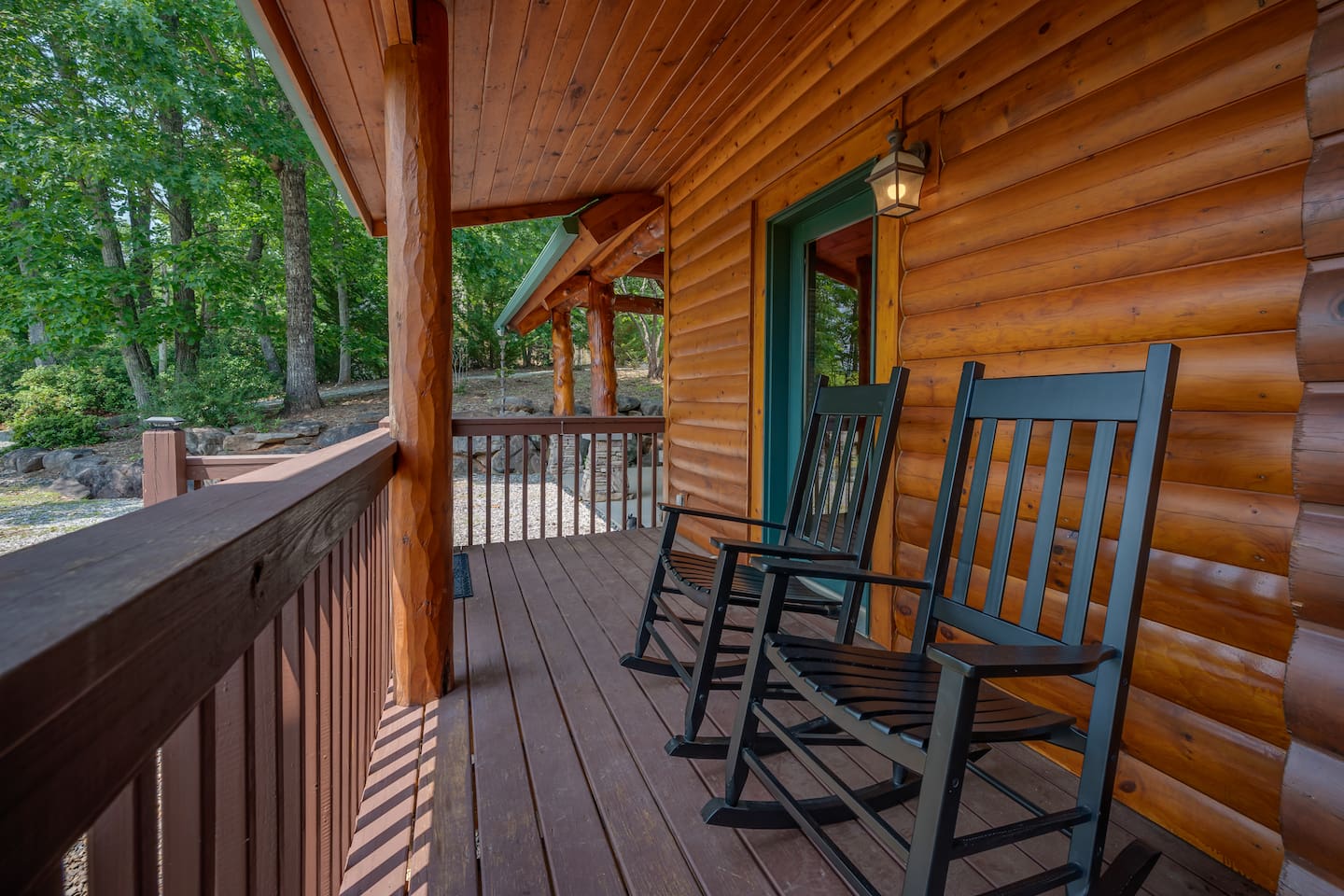Private porch with rocking chairs