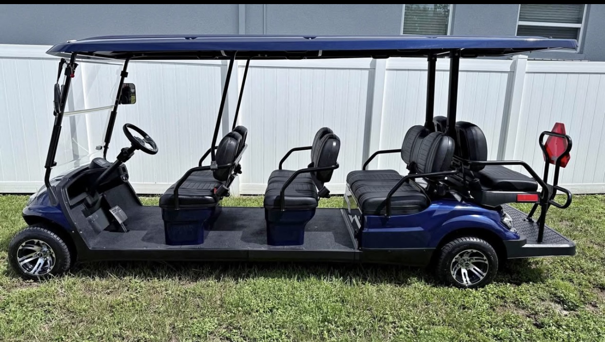 8-seat golf cart makes it easy to transport large groups!