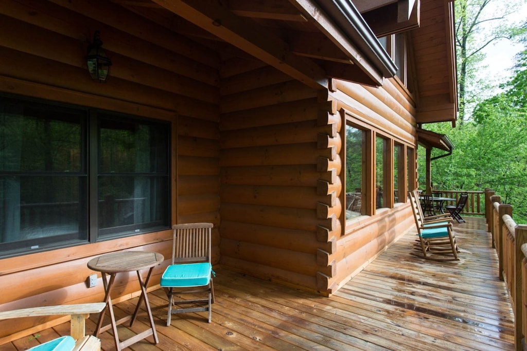 Out on the deck, sit in the shade of the overhang or in the sunlight. 