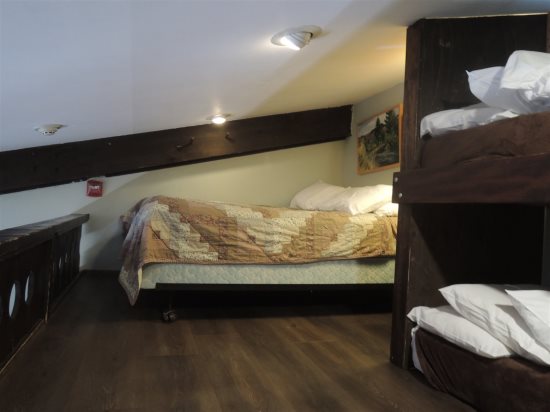 Loft area: Full-size bed.