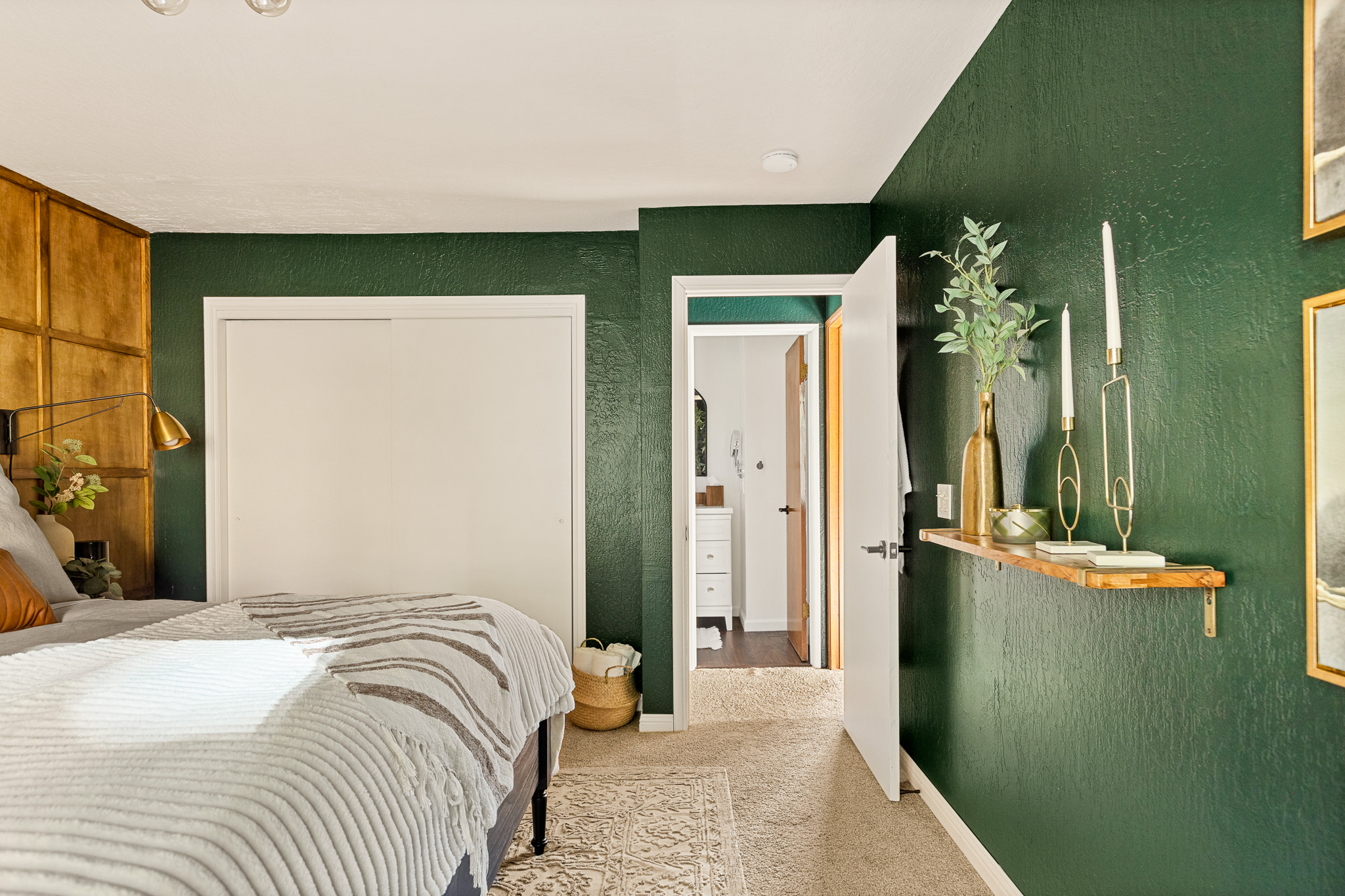 Bedroom 1: This modern room, situated just off the upper floor, welcomes you with a warm ambiance.