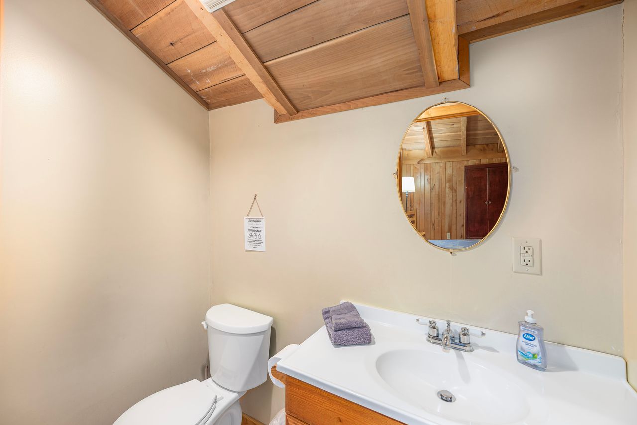 The loft half bath comes in handy at night when you may choose not to go downstairs to use the restroom. 