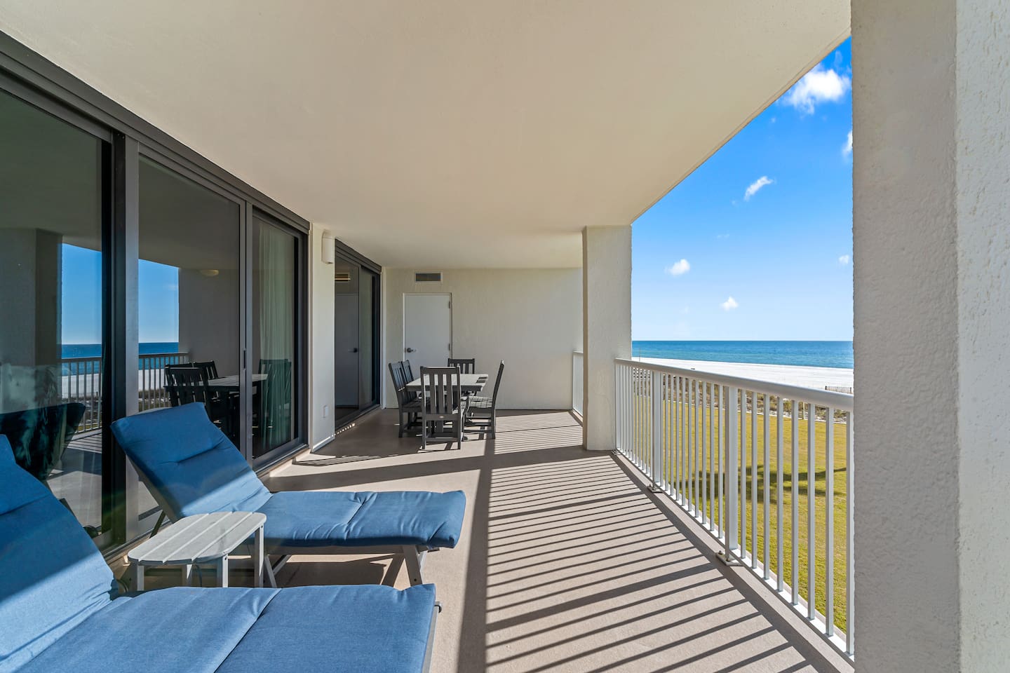 Lounge Chairs and Table on Balcony