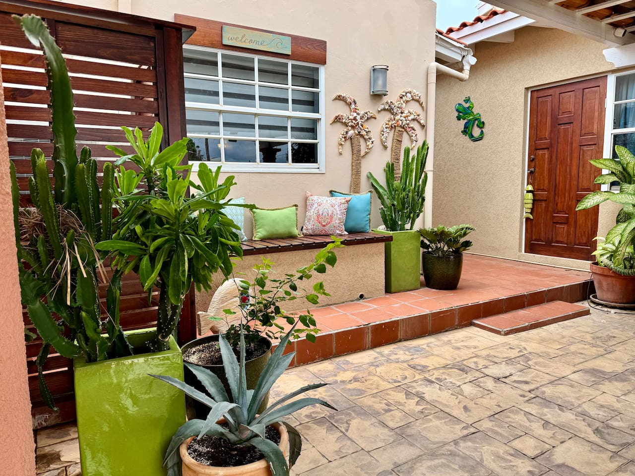Covered parking area with space for two cars, additional on street parking as well.