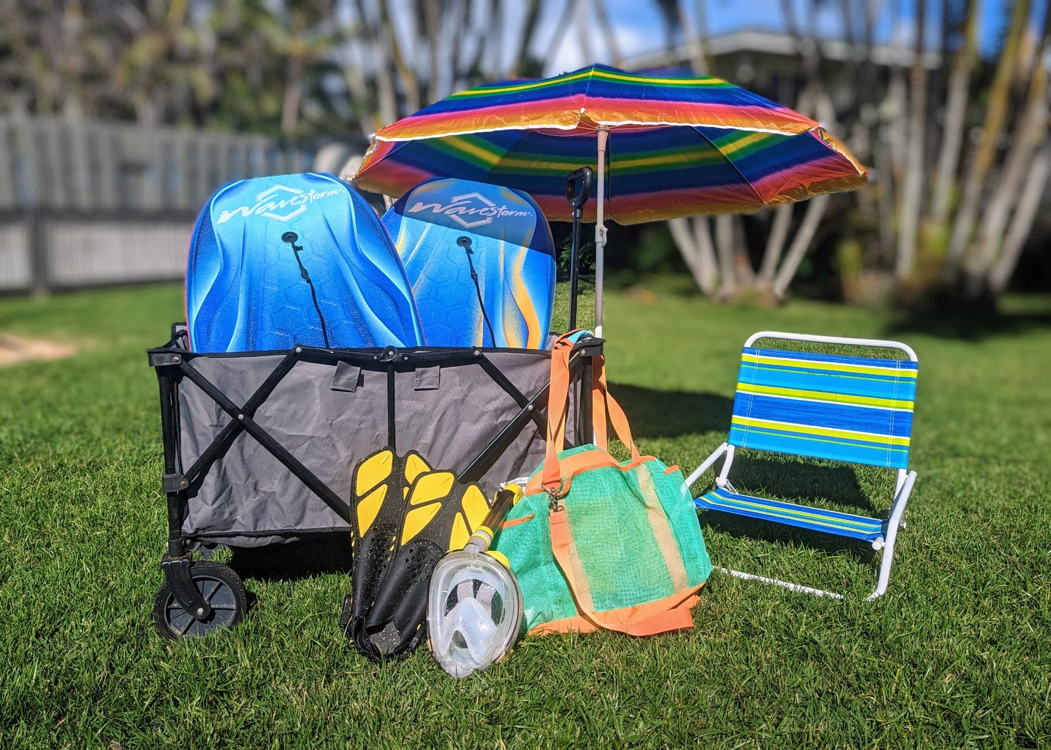 Complimentary beach gea. Umbrella no longer included.