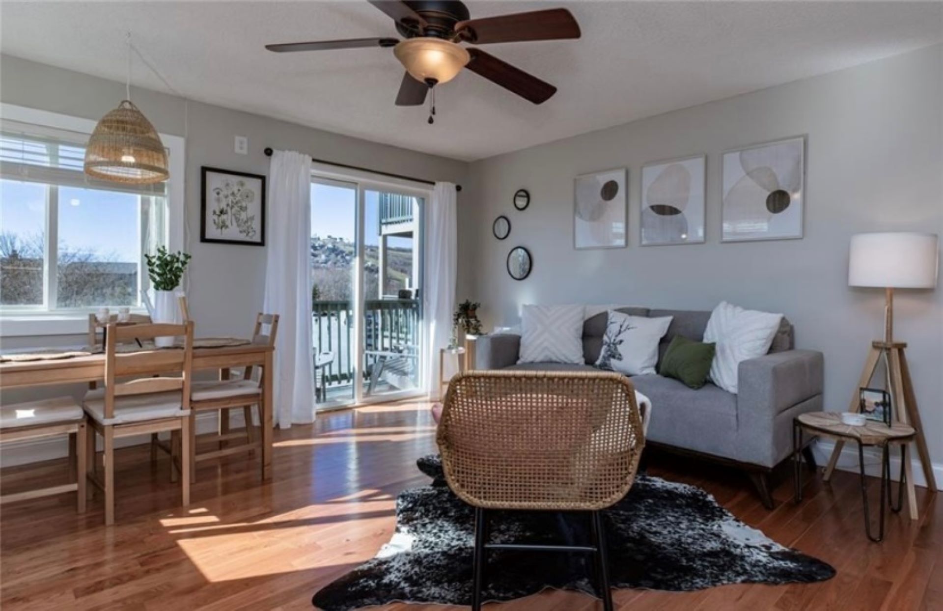 Living/dining area with views from the balcony