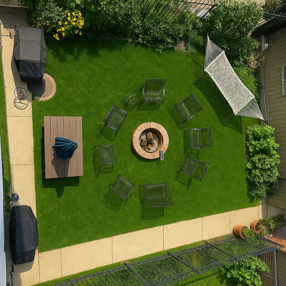 Backyard fire pit area ideal for evening gatherings.