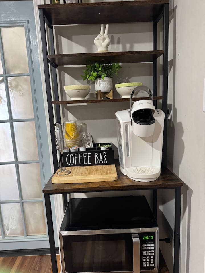 Enjoy a cup of coffee with all the fixins!