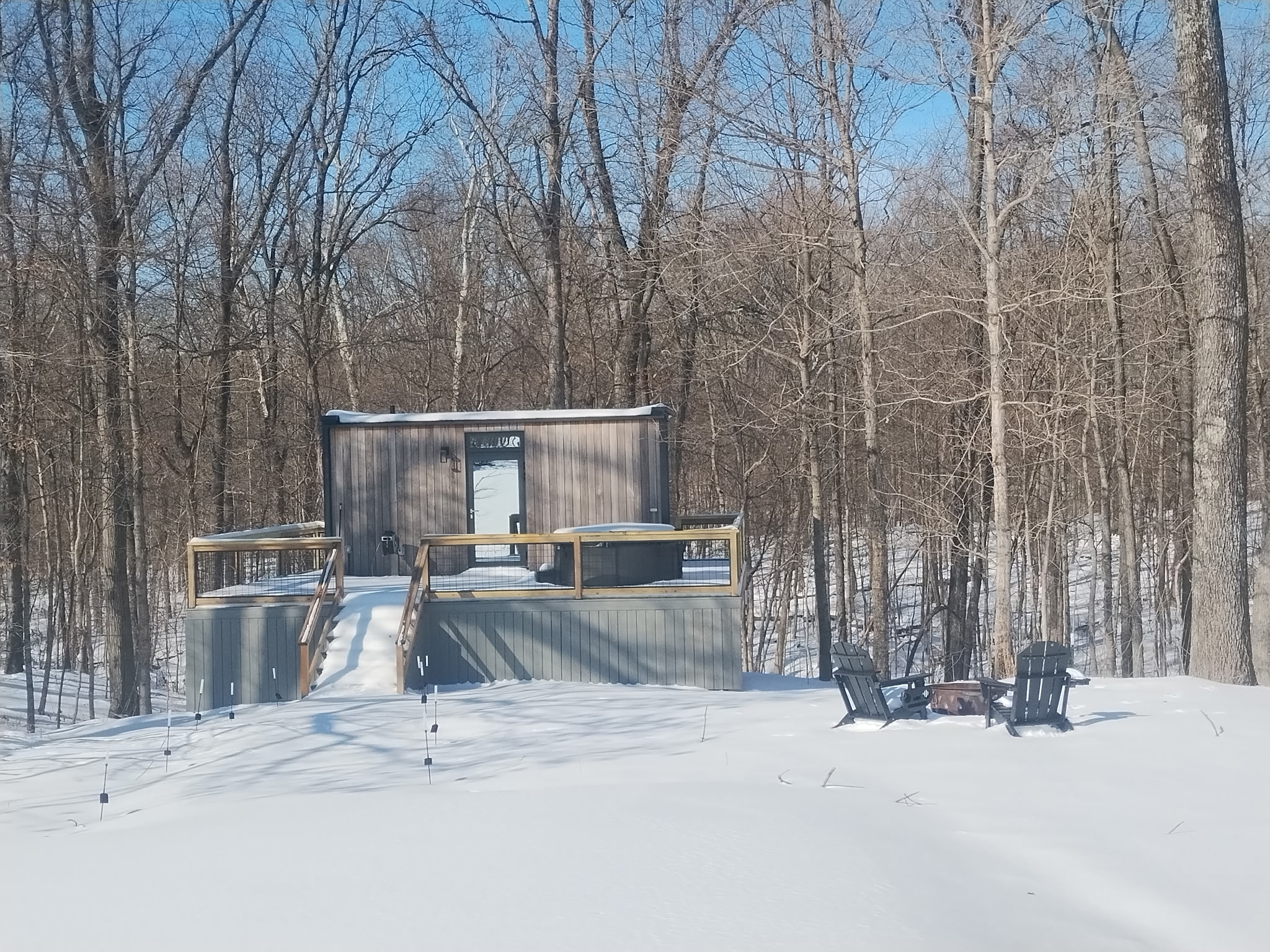 View of cabin during winter