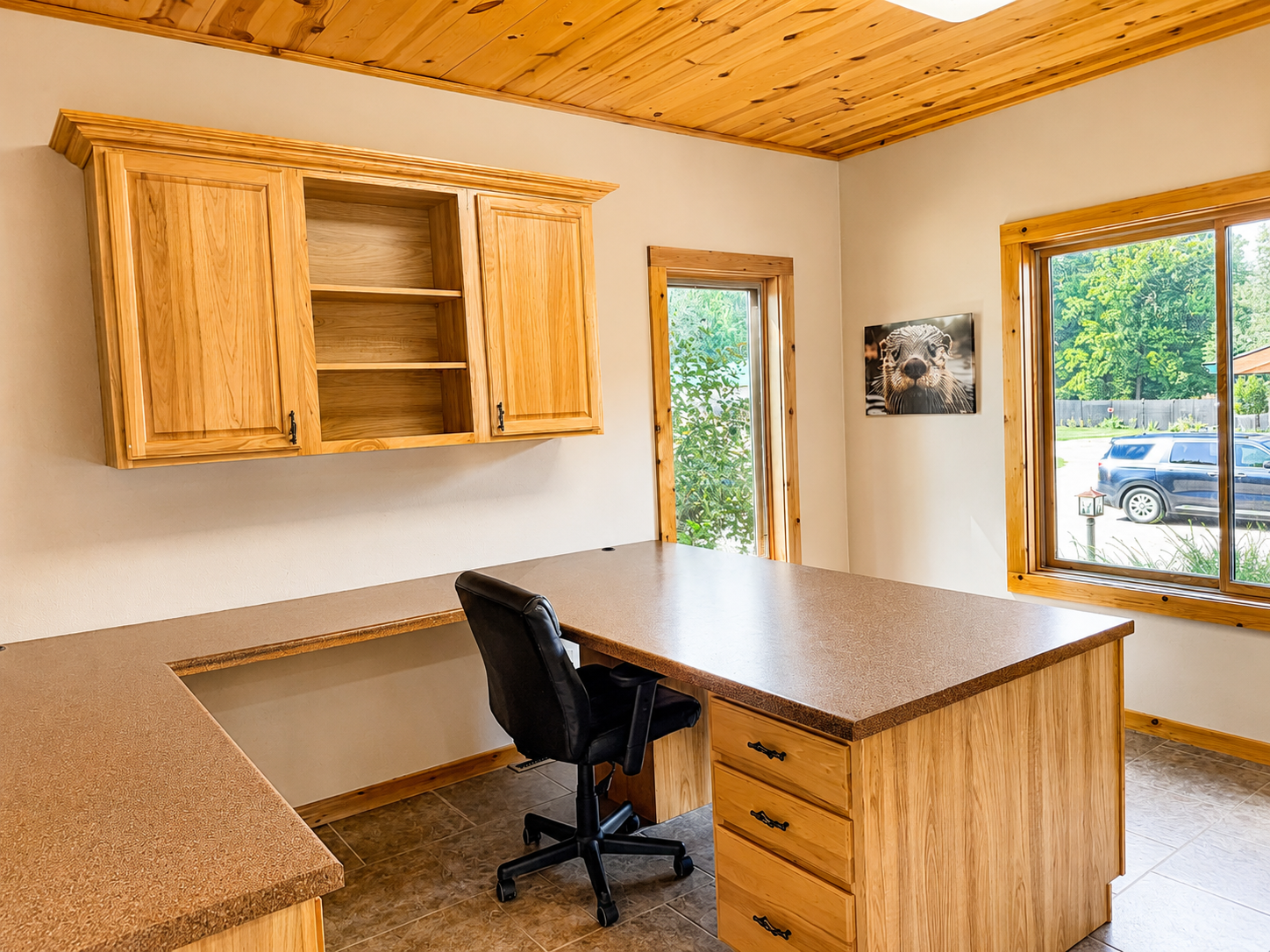 Built in desk and workspace offers a convenient spot to check email, plan your adventures or work remotely during your stay.