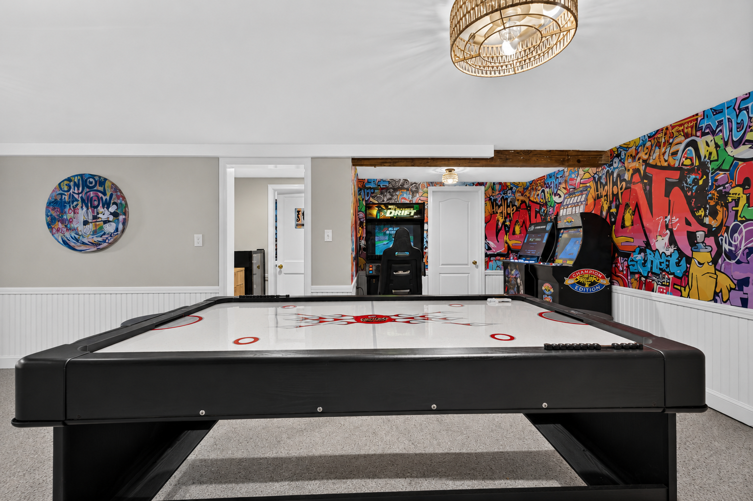 Gather around the air hockey table for fast-paced fun with family and friends.