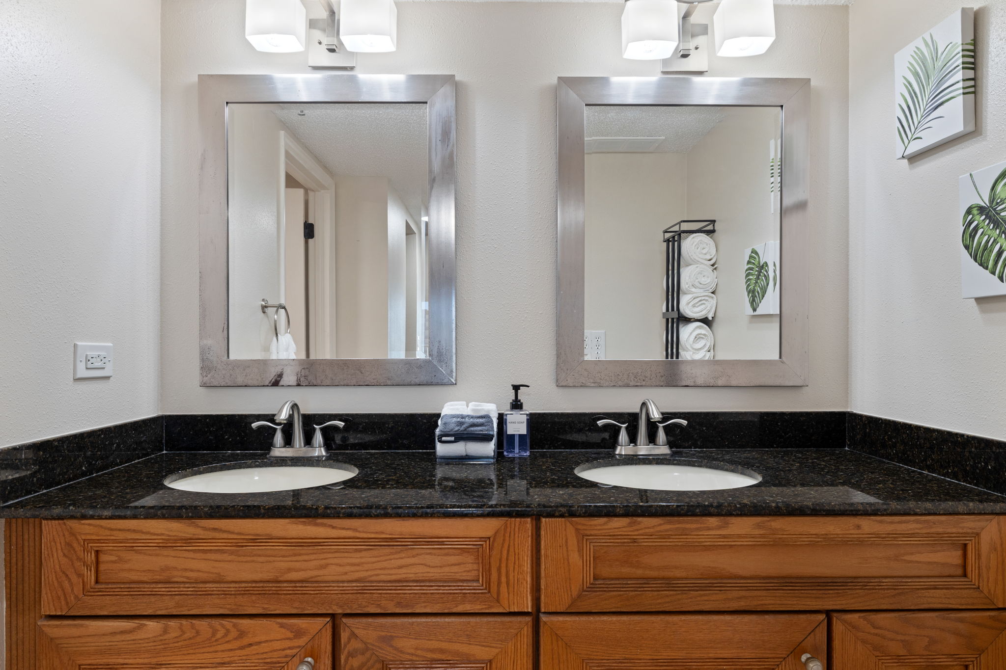 King bedroom ensuite bathroom with double vanity.