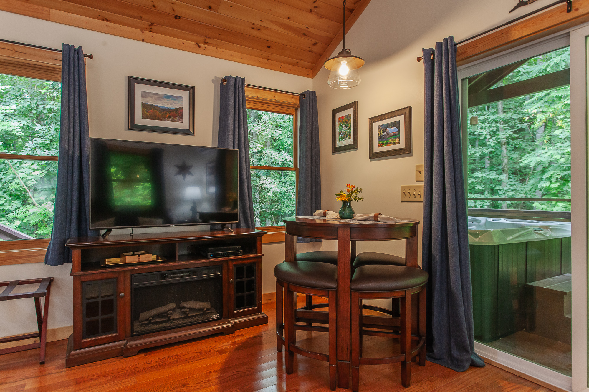 Smart TV and Electric Fireplace