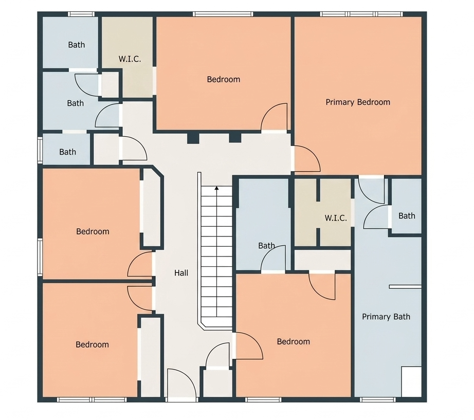 Upstairs 5 bedroom and 3 bathrooms plus desk work space