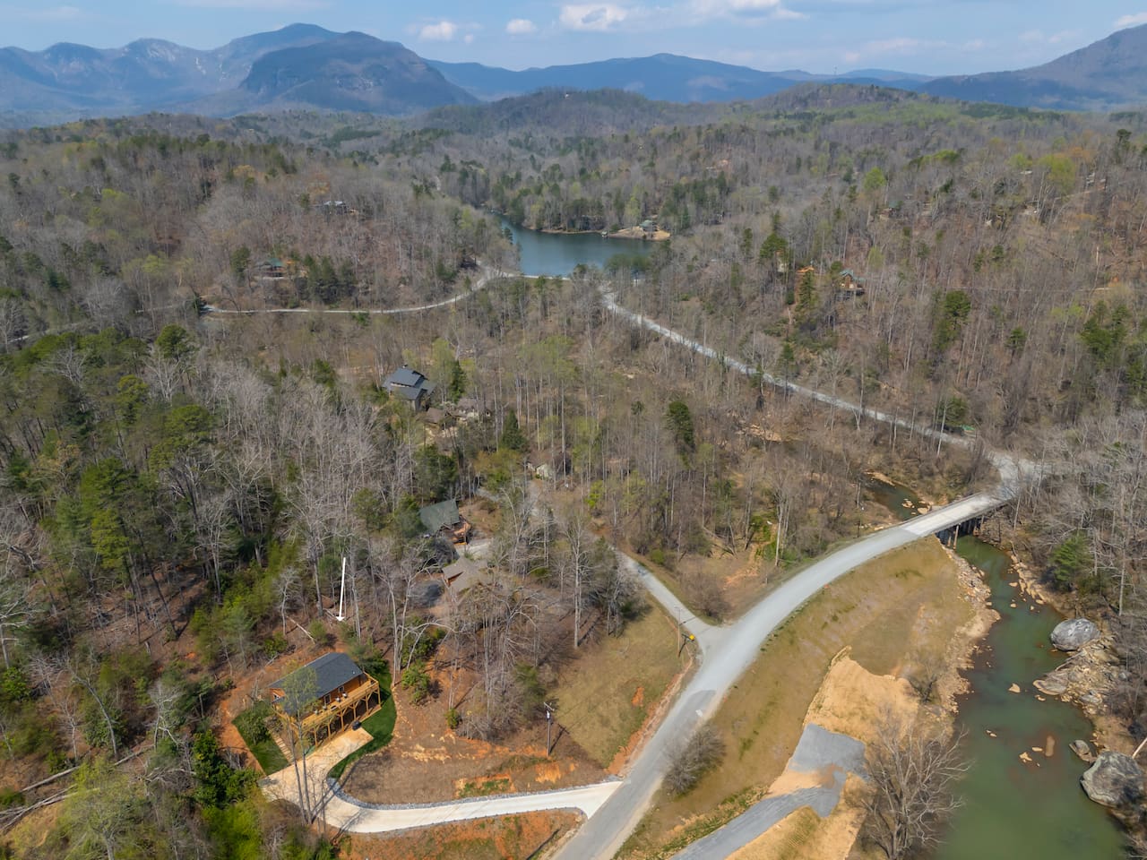 Upper drone view of the cabin