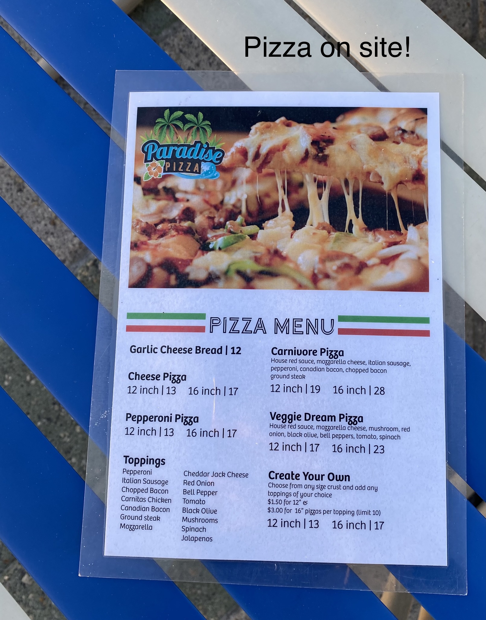 PIzza restaurant on site