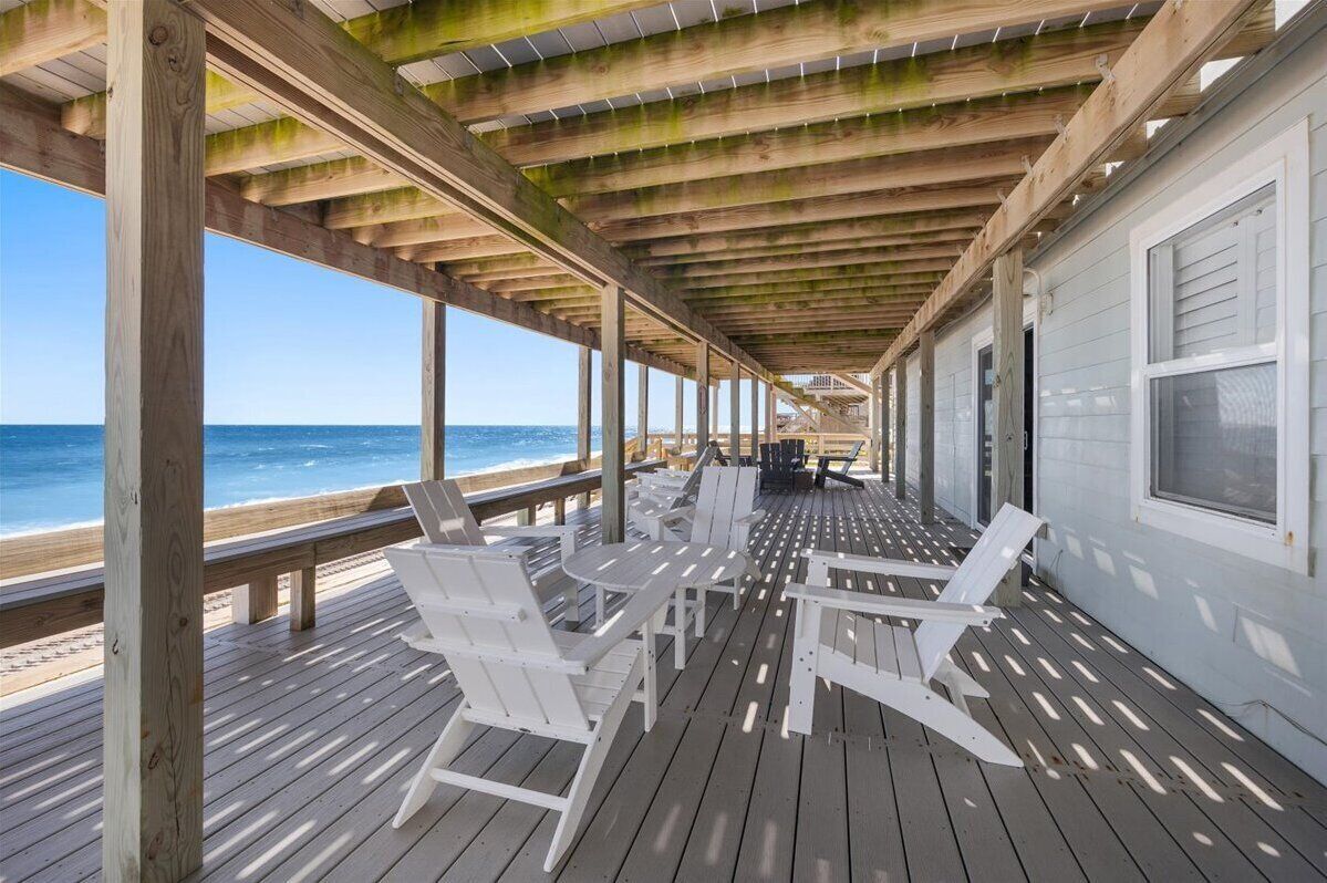 Lower deck provides shade - facing south