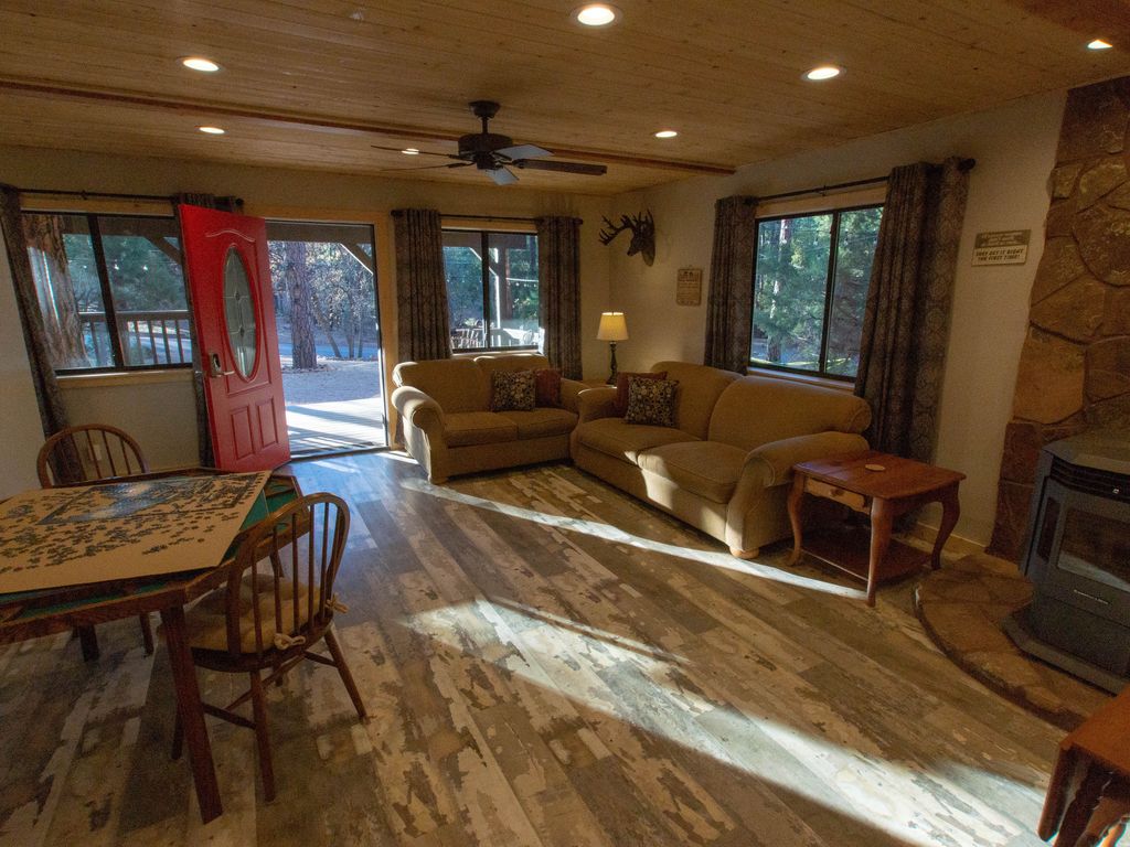Game room seating, this has been upgraded to leather couches recently.