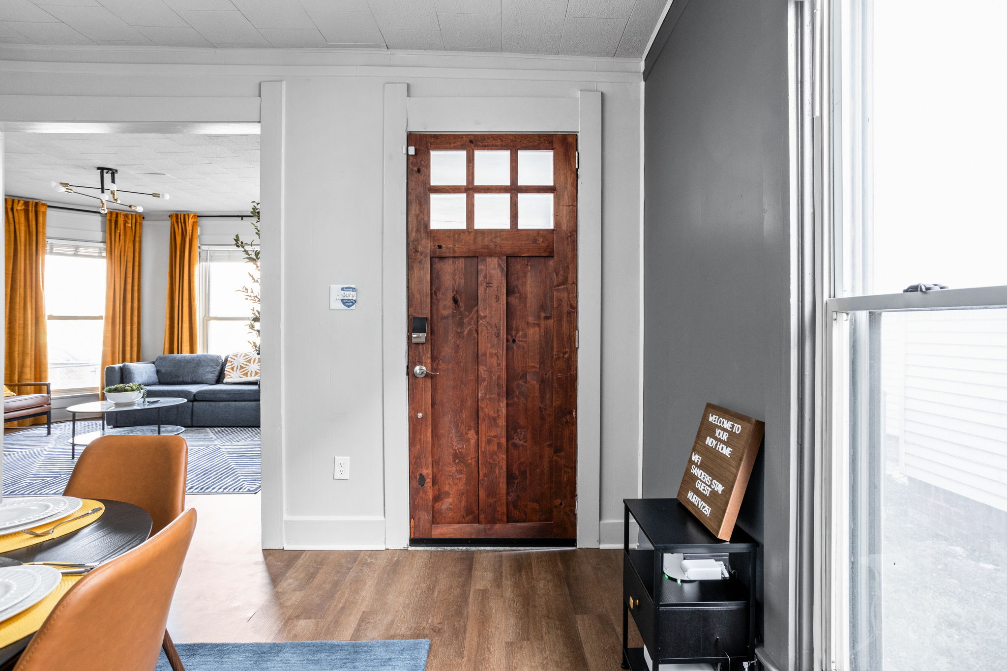 Enter into open space. Each guest receives a personalized code for their stay.