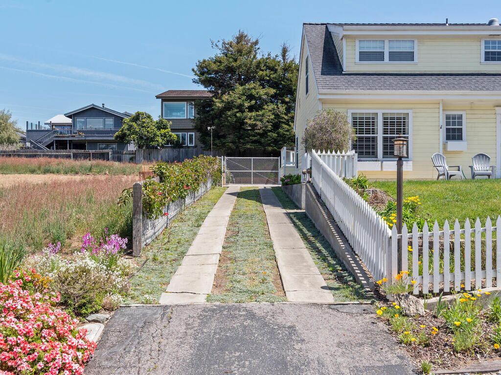 Driveway to gated parking
