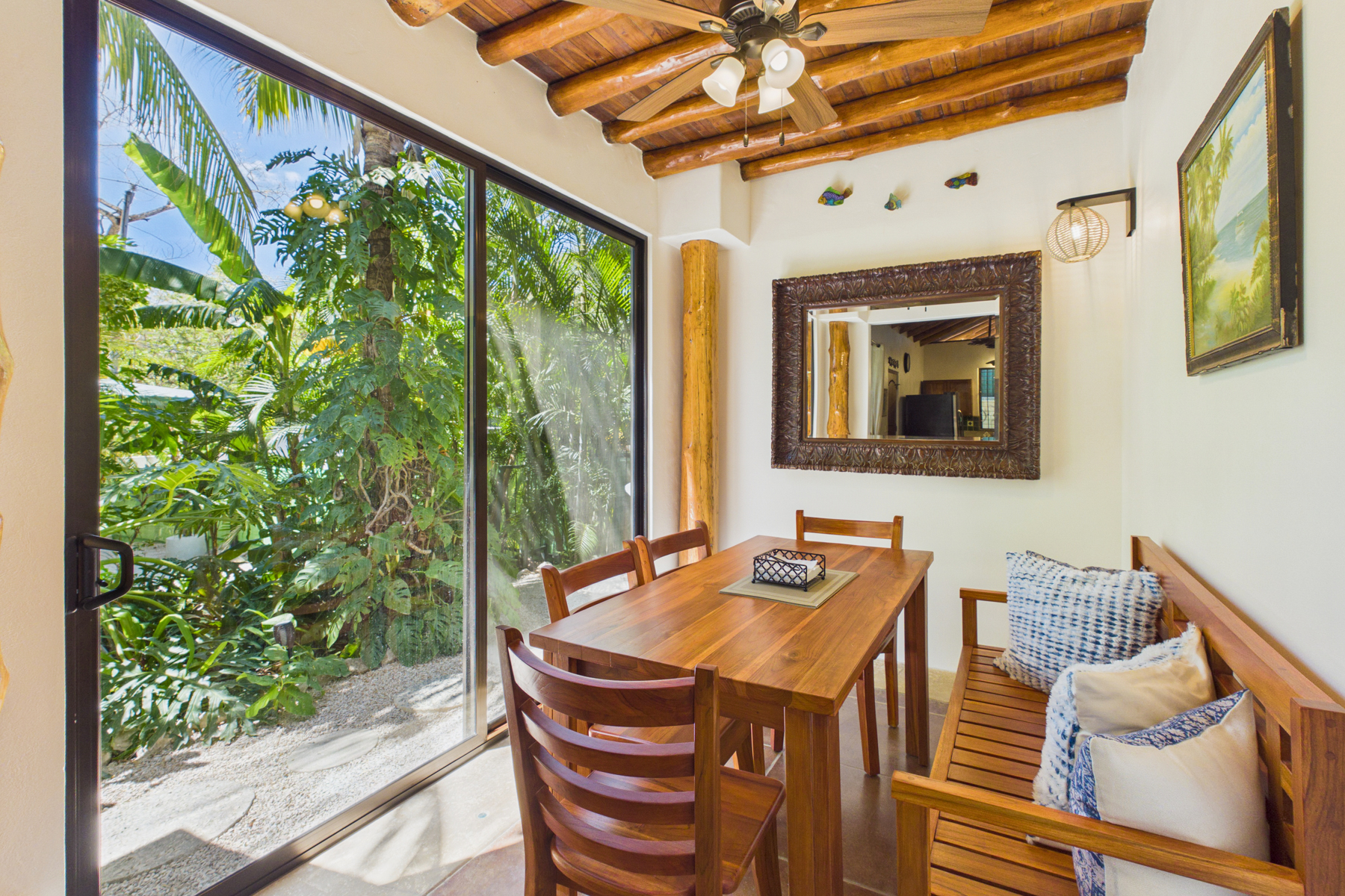 Indoor dining room with custom locally made dining table