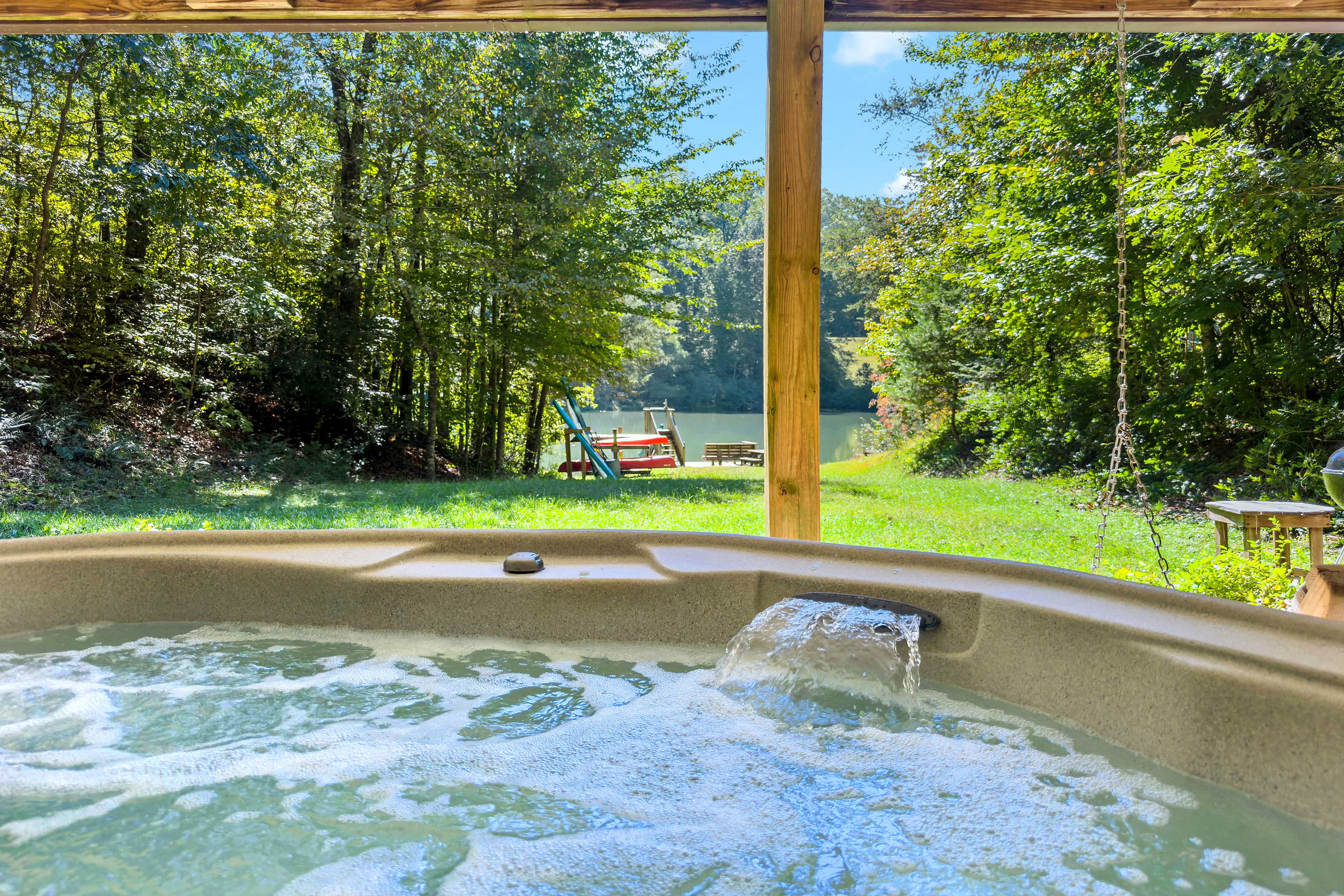 Enjoy views of the lake from the hot tub
