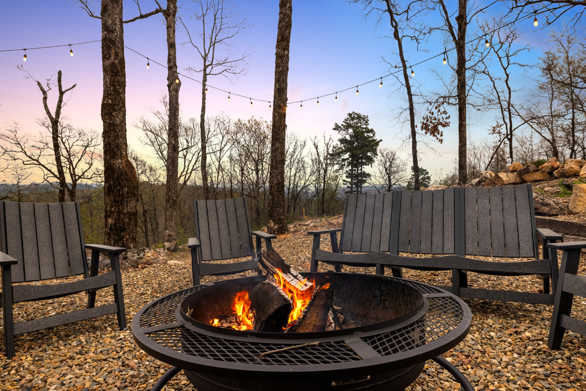 Cozy outdoor fire pit area perfect for relaxing nights under the stars