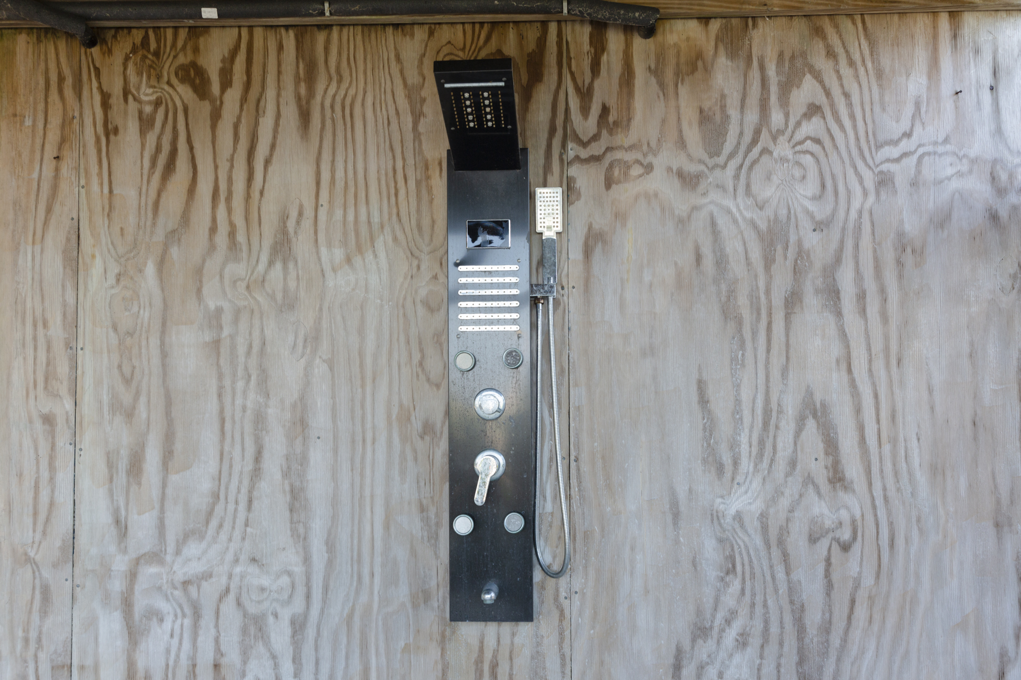 Rinse off after river adventures with the convenient outdoor shower.