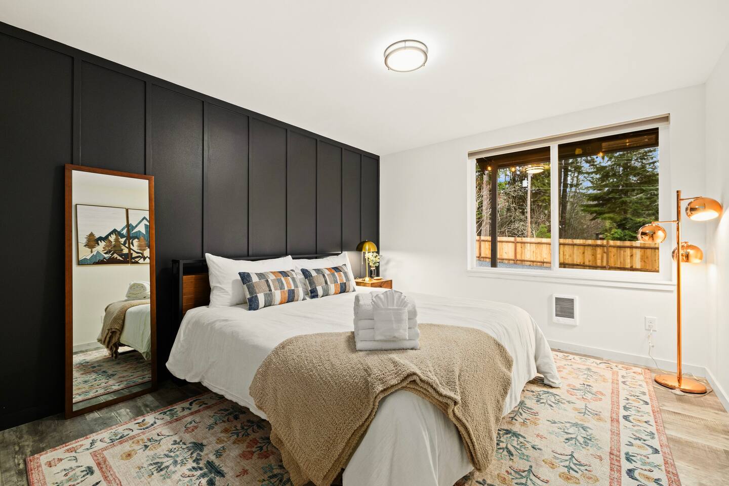 Bedroom #1, which is downstairs has a king bed for a comfortable night's sleep