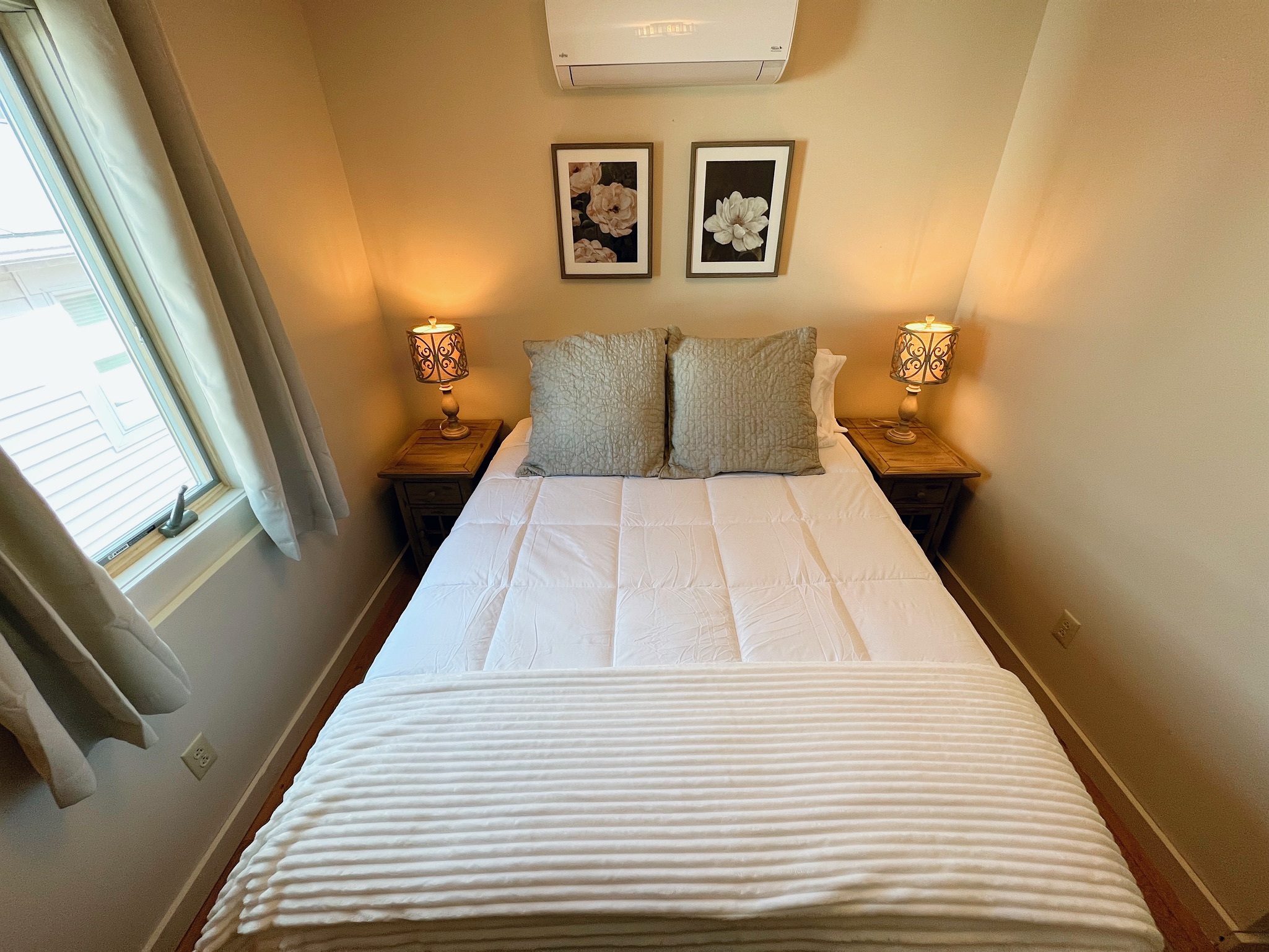 Each bedroom is equipped with a modern mini split unit for quiet and custom climate control.