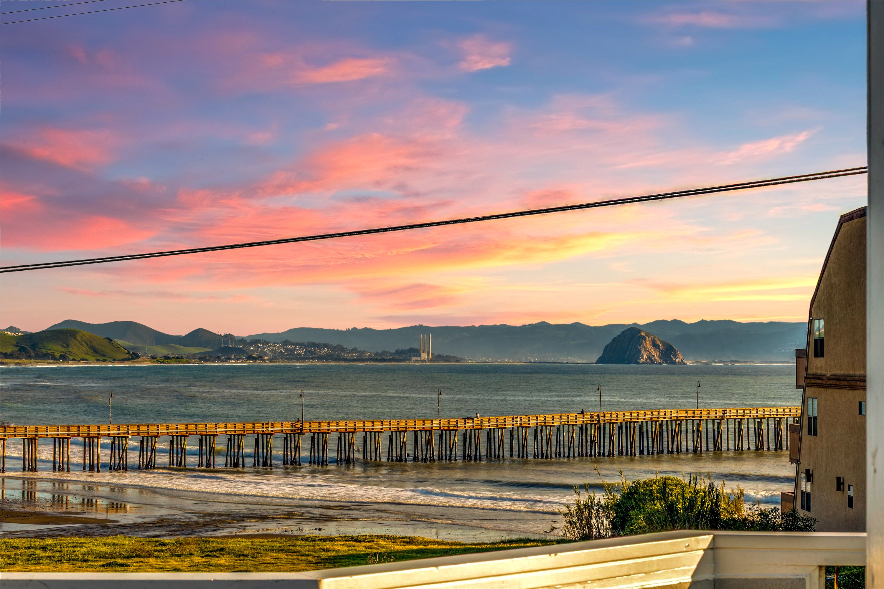View of the Pier with Morro Bay Rock in the distance