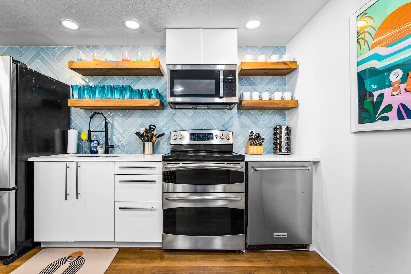 Our stylish kitchen is fully stocked for your large group.