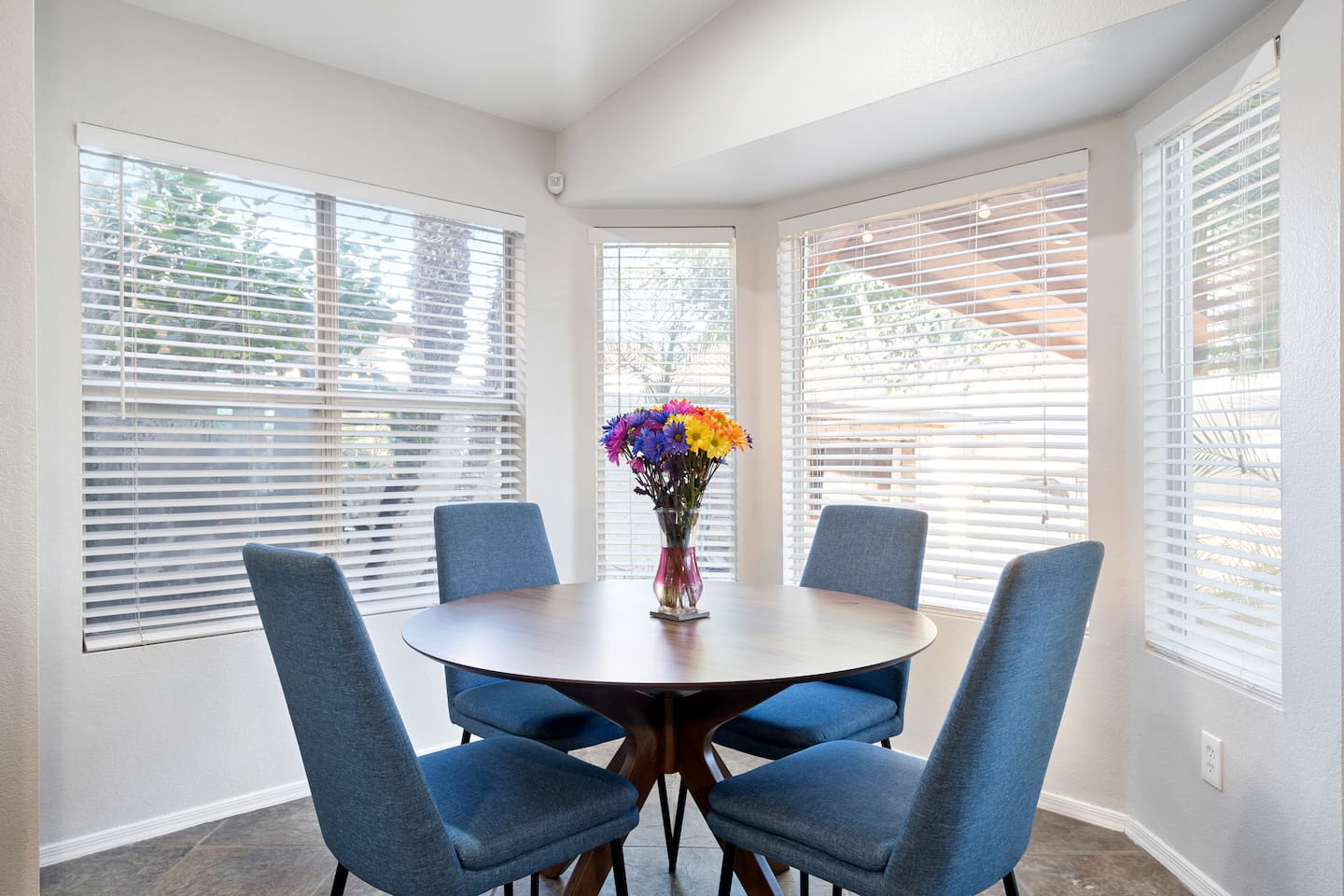Our cozy dining area is a perfect for enjoying morning coffee or dinner together.