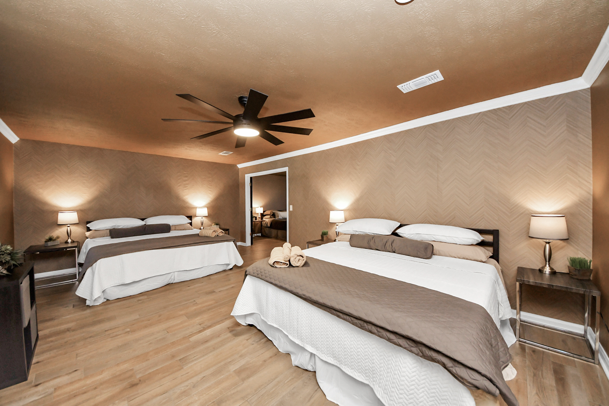 Bedroom 3 is a HUGE space with 2 King sized beds.