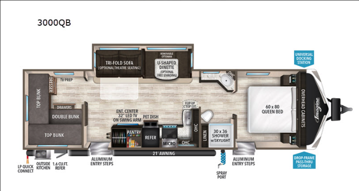 Floor plan of the Grand Design Imagine 3000qb