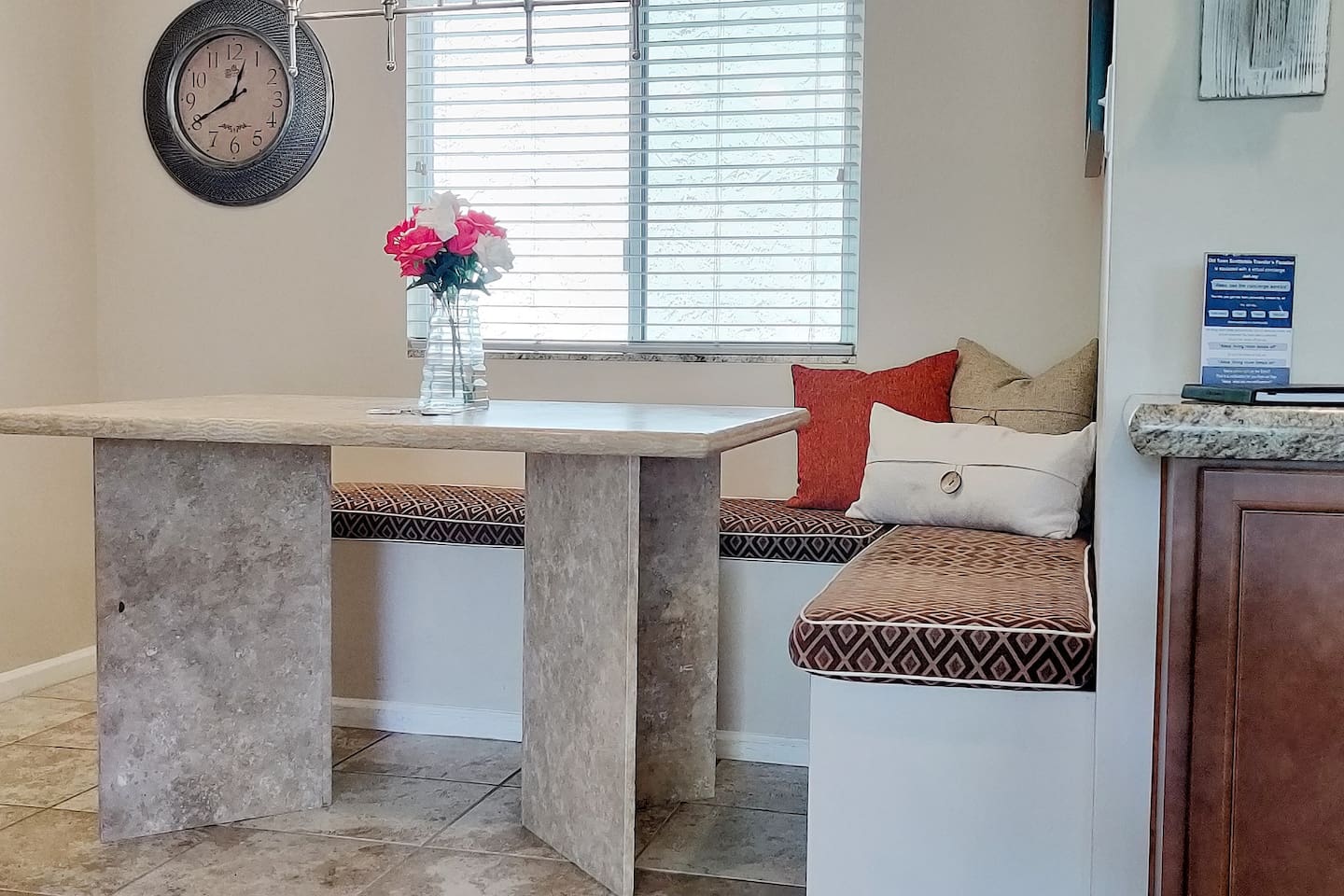 Plenty of room to enjoy a meal or get some last minute work done on your laptop.