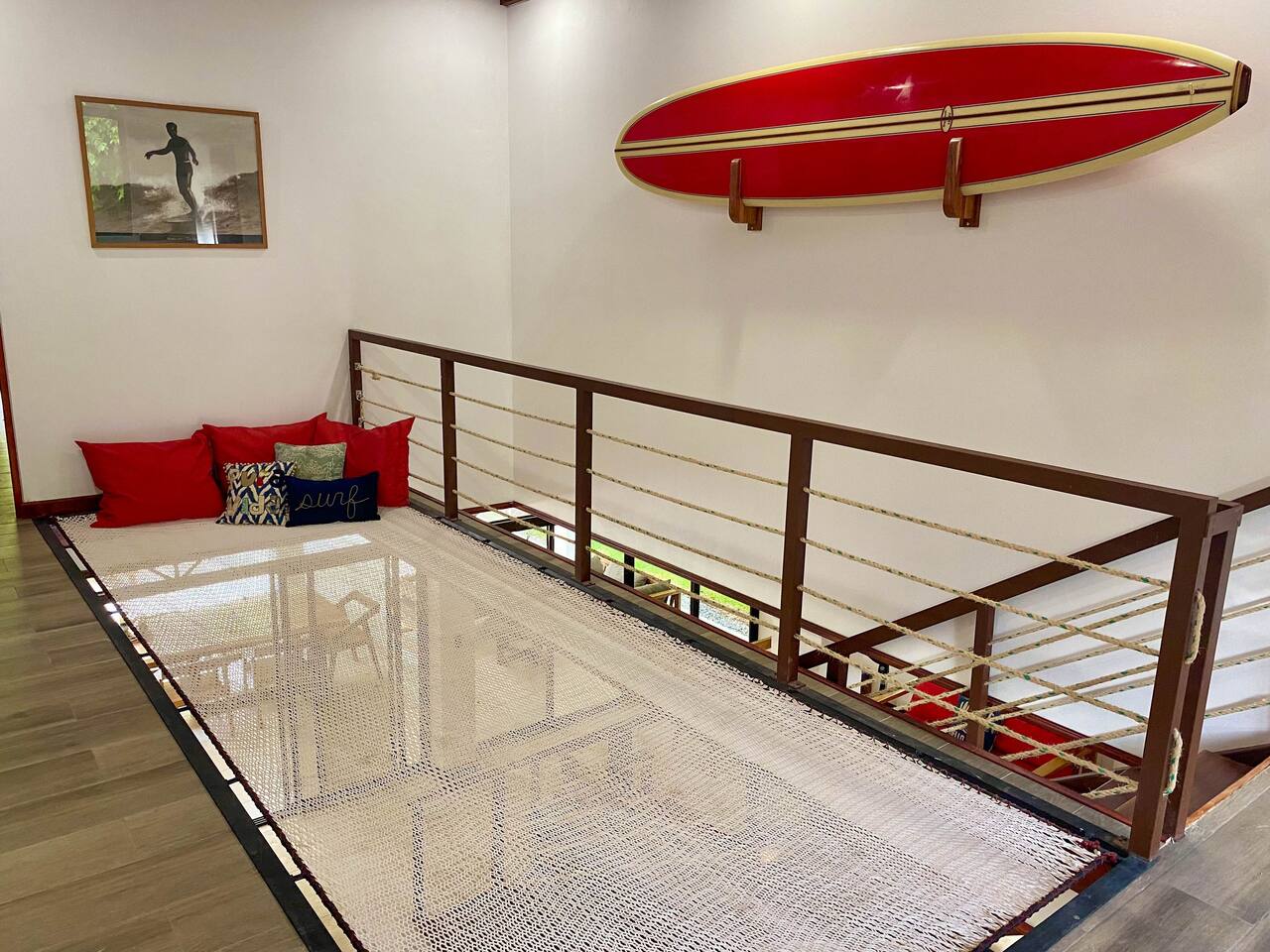 The perfect spot to hangout! Hammock floor over the main entry. Can accommodate 4 adults.