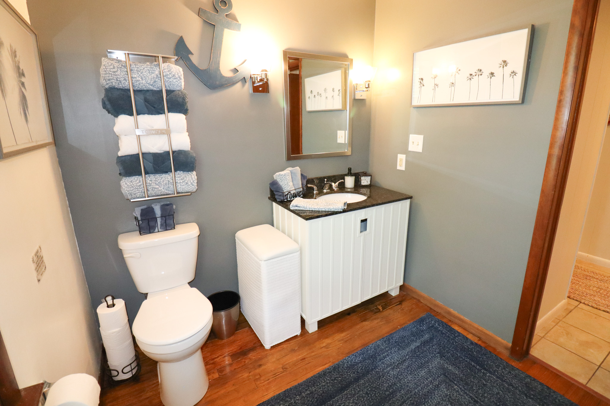 Spacious full bathroom offers plenty of room to get ready with fresh towels, complimentary essentials and everything you need to feel at home