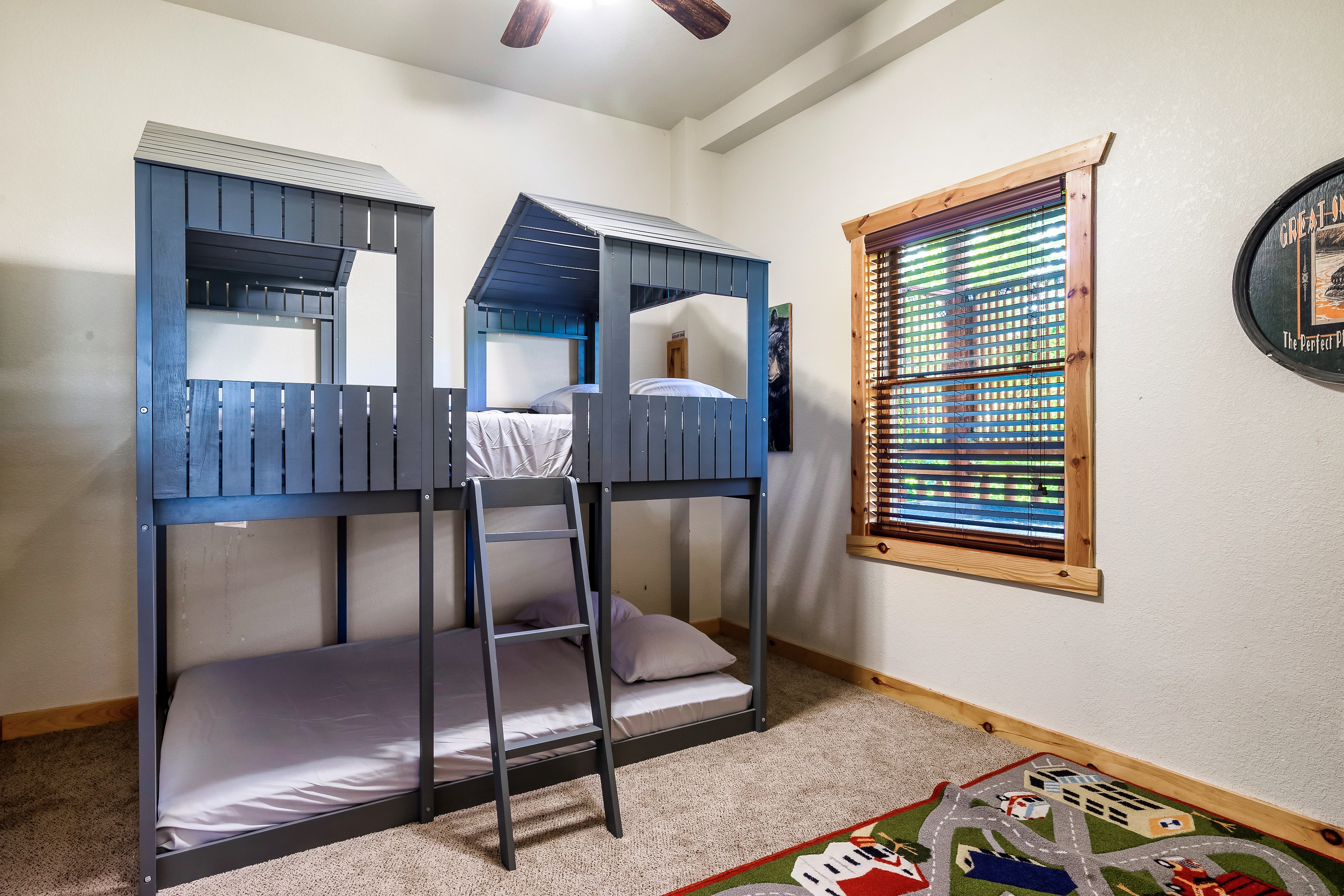 Playful bunk bed room built for imagination, giggles, and unforgettable sleepovers.