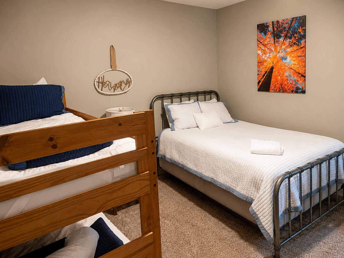 twin bunks and queen bed