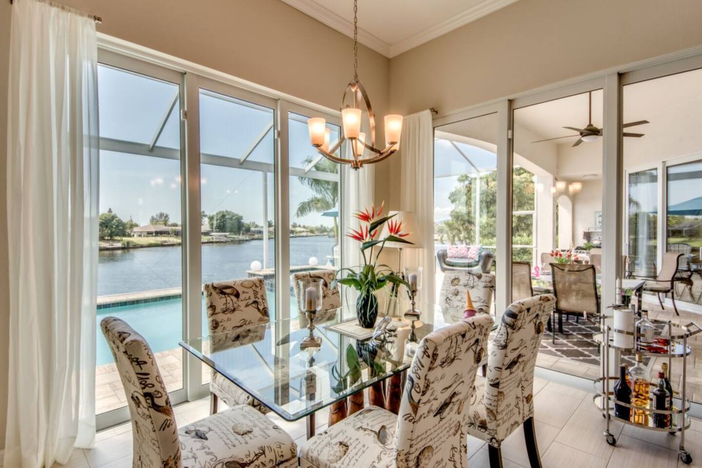 Villa Blissful Bay - Dining room overlooking the Lanai and Gulf