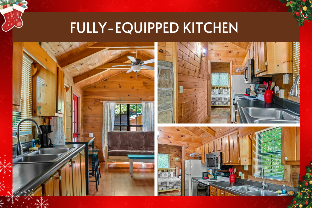 Full kitchen with stove, oven, dishwasher & cookware — perfect for homemade meals in the mountains.