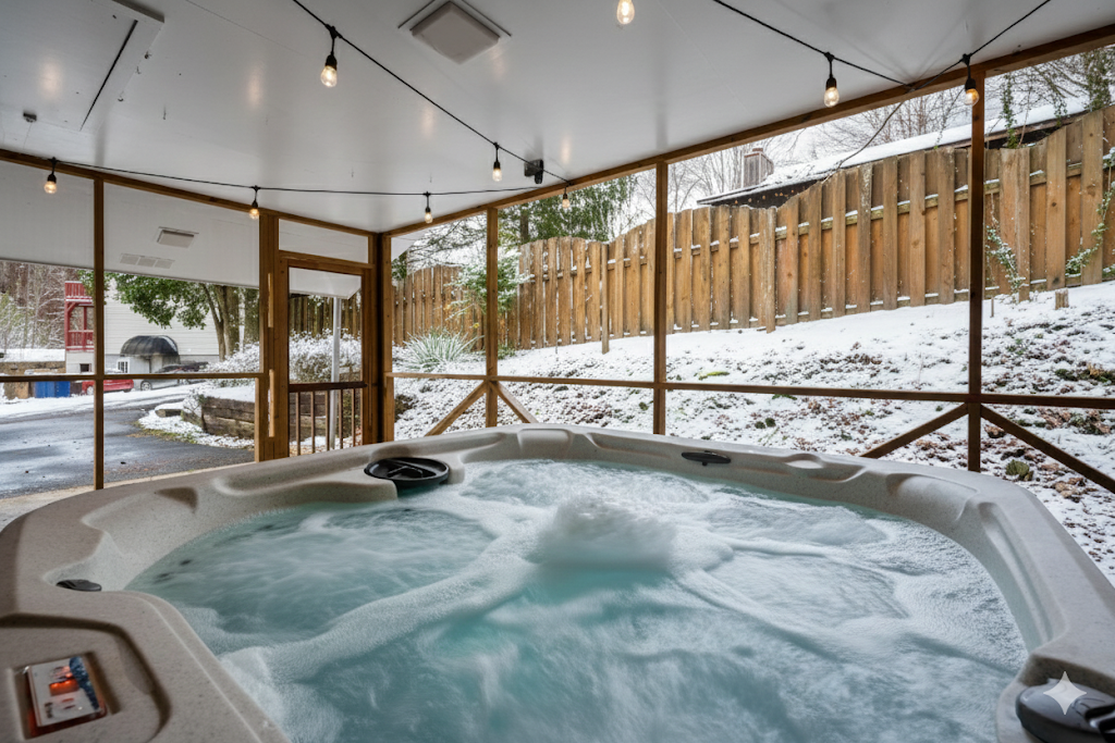 Let the bubbles of the 7-person spa take away any aches and pains and enjoy with your family and friends 