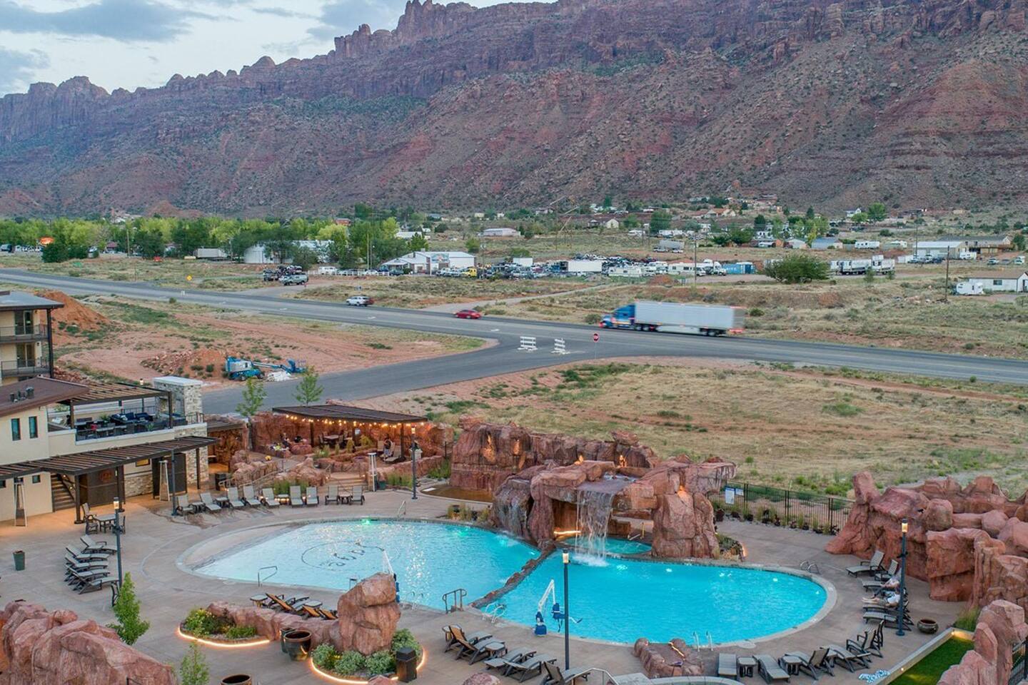 Aerial view of Sage Creek pool area