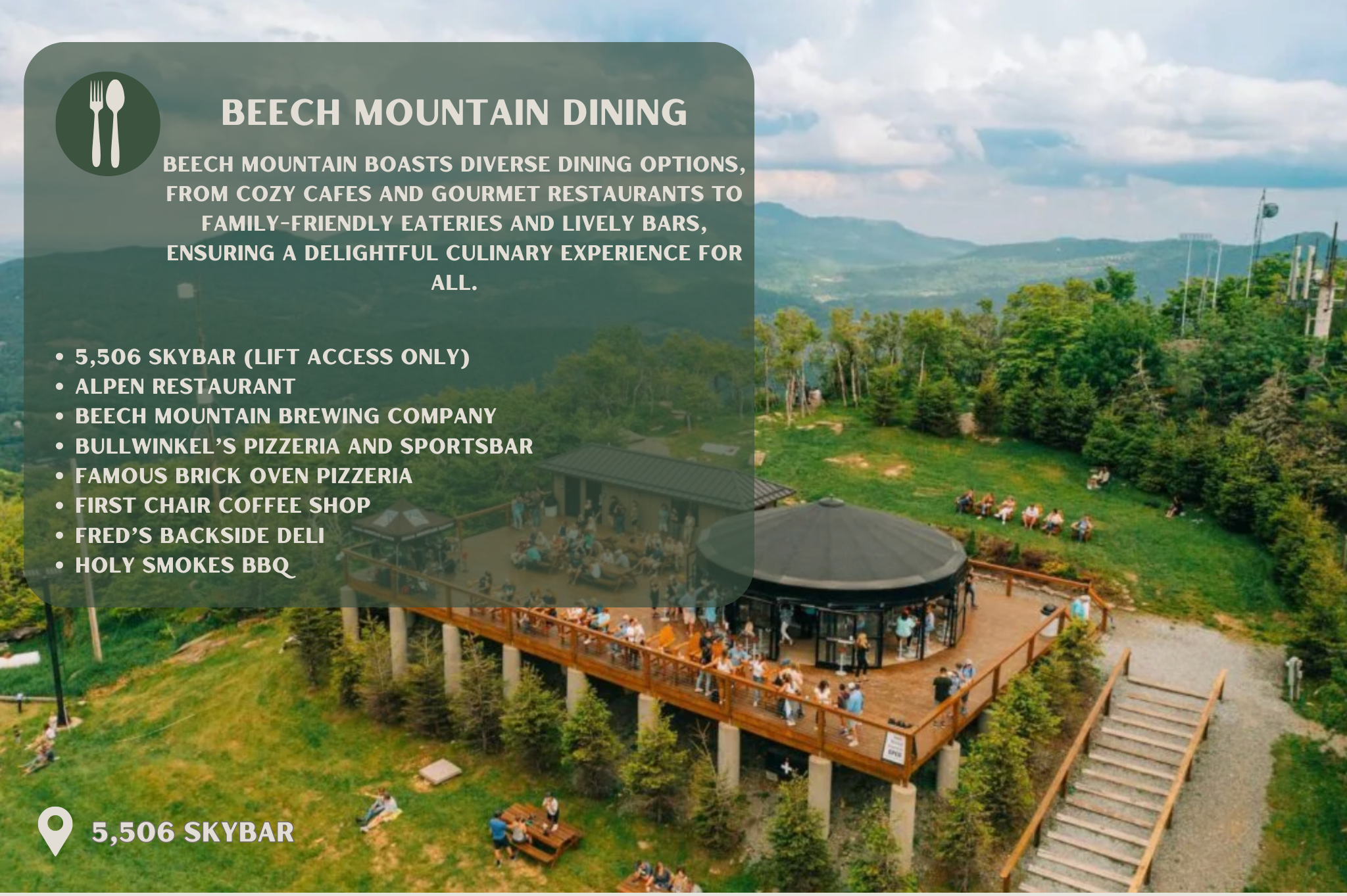 Experience the best of Beech Mountain's dining scene, where delicious food meets stunning mountain views.