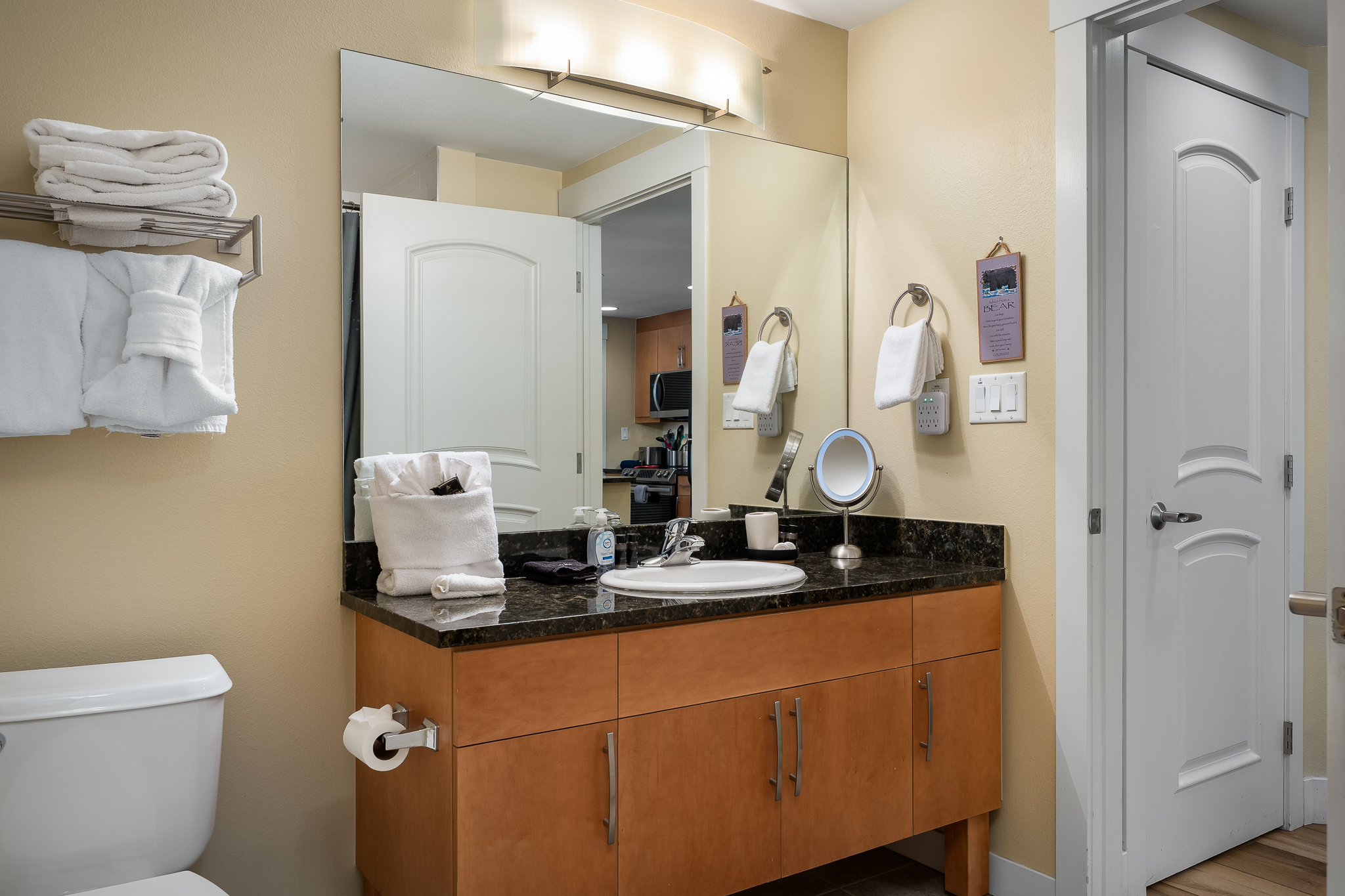 Vanity has makeup mirror